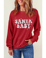 Red SANTA BABY Embroidered Crewneck Christmas Sweatshirt - 2XL