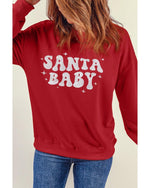 Red SANTA BABY Embroidered Crewneck Christmas Sweatshirt - 2XL