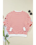 Orange Stripe Striped Sequin Santa Claus Pattern Christmas Pullover Sweatshirt - S