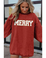 Racing Red MERRY Graphic Corded Christmas Sweatshirt - M