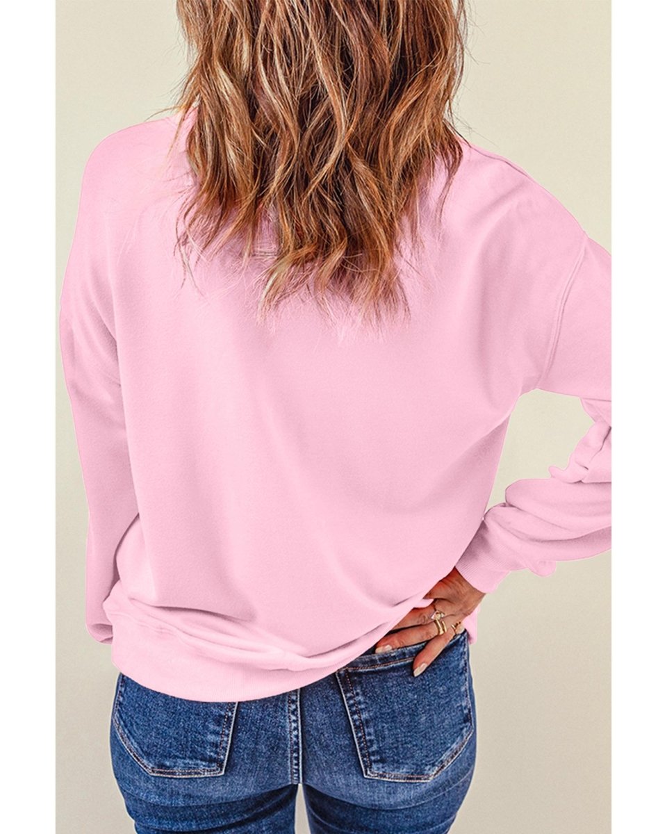 Pink Cute Nutcracker Printed Drop Shoulder Christmas Sweatshirt - 2XL