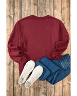 Burgundy Nutcracker Graphic Drop Shoulder Christmas Sweatshirt - M