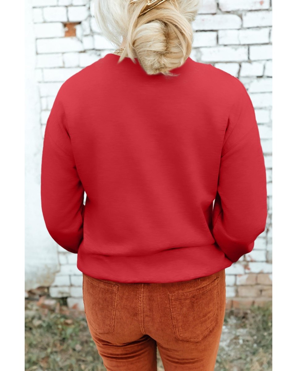 Red Christmas Metallic Nutcracker Graphic Crew Neck Sweatshirt - XL