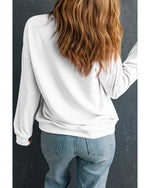 Beige MERRY Christmas Heat Transfer Printing Crewneck Pullover Sweatshirt - L