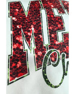 Beige MERRY Christmas Heat Transfer Printing Crewneck Pullover Sweatshirt - M