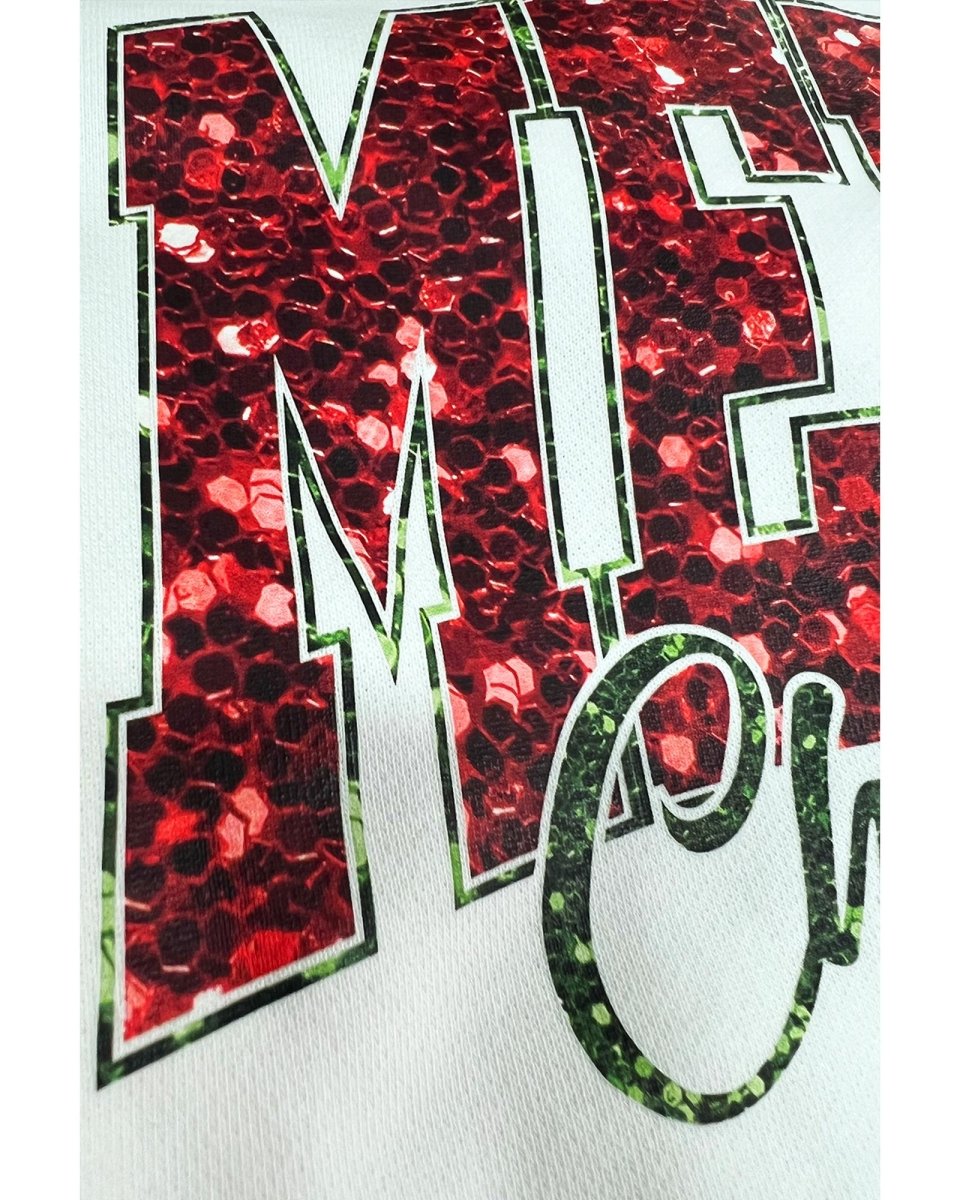 Beige MERRY Christmas Heat Transfer Printing Crewneck Pullover Sweatshirt - M