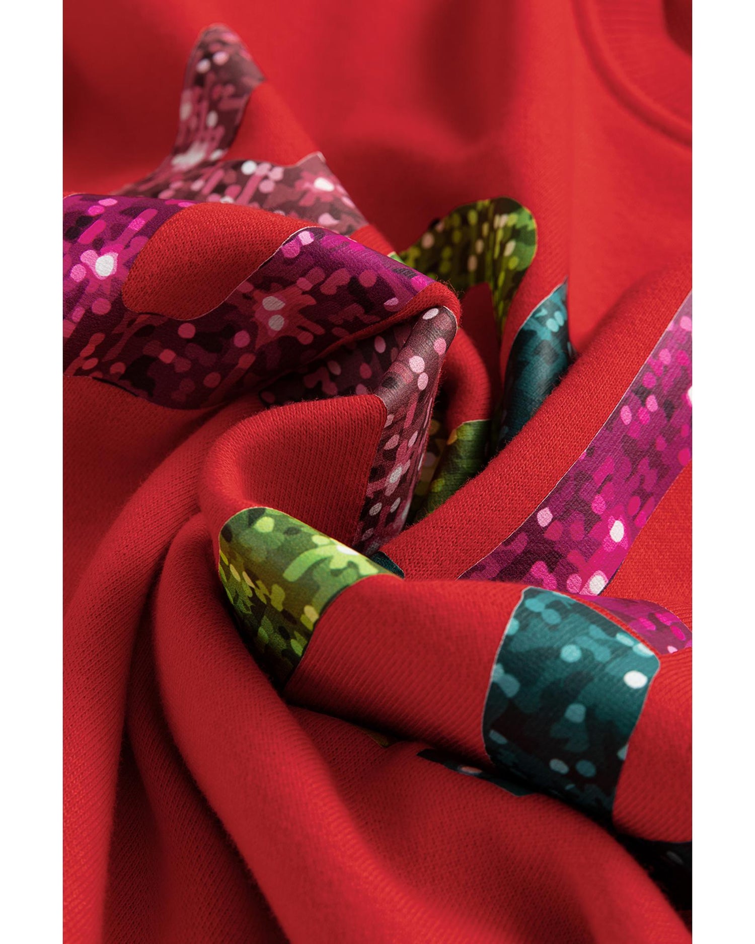 Red Heat Transfer HOLLY JOLLY Printing Christmas Pullover Sweatshirt - L