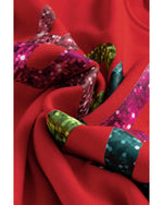 Red Heat Transfer HOLLY JOLLY Printing Christmas Pullover Sweatshirt - S
