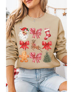 Khaki Christmas Pattern Graphic Crew Neck Sweatshirt - 2XL
