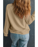Khaki Christmas Pattern Graphic Crew Neck Sweatshirt - M