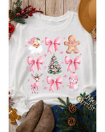 Beige Christmas Theme Pattern Pullover Sweatshirt - L