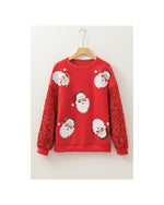 Fiery Red Sequined Santa Claus Long Sleeve Christmas Sweatshirt - 2XL