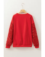 Fiery Red Sequined Santa Claus Long Sleeve Christmas Sweatshirt - 2XL