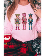 Pink Shimmer Nutcracker Graphic Christmas Pullover Sweatshirt - XL