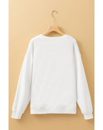 Beige MERRY Christmas Printed Drop Shoulder Pullover Sweatshirt - XL