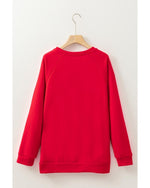 Red Santa Claus Graphic Crewneck Raglan Sleeve Christmas Sweatshirt - 2XL