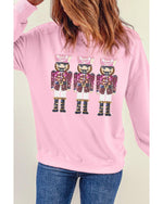 Pink Christmas Nutcracker Graphic Pullover Sweatshirt - L