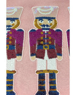 Pink Christmas Nutcracker Graphic Pullover Sweatshirt - L