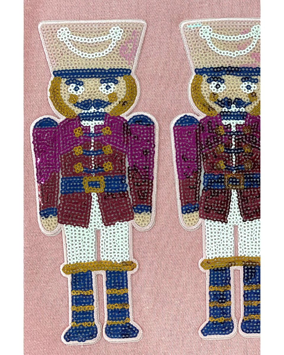 Pink Christmas Nutcracker Graphic Pullover Sweatshirt - M
