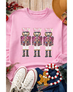 Pink Christmas Nutcracker Graphic Pullover Sweatshirt - S