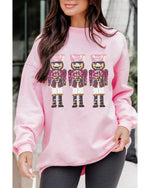 Pink Christmas Nutcracker Graphic Pullover Sweatshirt - S