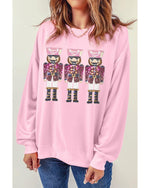 Pink Christmas Nutcracker Graphic Pullover Sweatshirt - S