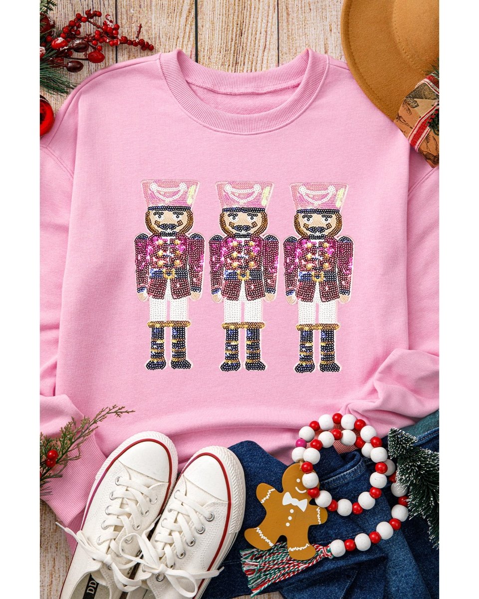 Pink Christmas Nutcracker Graphic Pullover Sweatshirt - XL