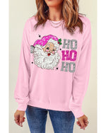Pink Santa Claus HO HO HO Christmas Graphic Sweatshirt - 2XL