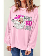 Pink Santa Claus HO HO HO Christmas Graphic Sweatshirt - 2XL