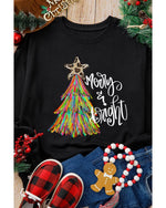 Black Merry & Bright Christmas Tree Graphic Sweatshirt - S