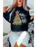 Black Merry & Bright Christmas Tree Graphic Sweatshirt - S