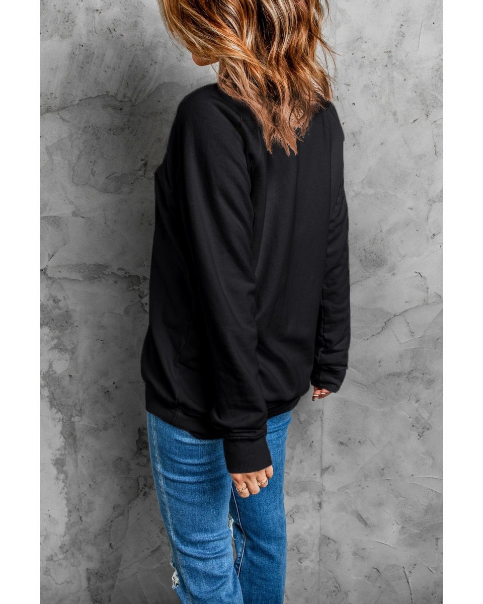 Black Merry & Bright Christmas Tree Graphic Sweatshirt - S