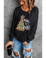Black Merry & Bright Christmas Tree Graphic Sweatshirt - XL