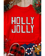 Red HOLLY JOLLY Dotty Letter Graphic Christmas Sweatshirt - XL