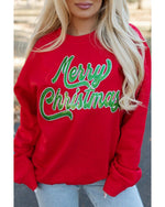 Red Merry Christmas Crewneck Drop Shoulder Loose Sweatshirt - 2XL