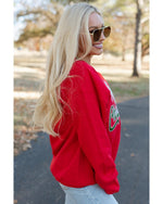 Red Merry Christmas Crewneck Drop Shoulder Loose Sweatshirt - L