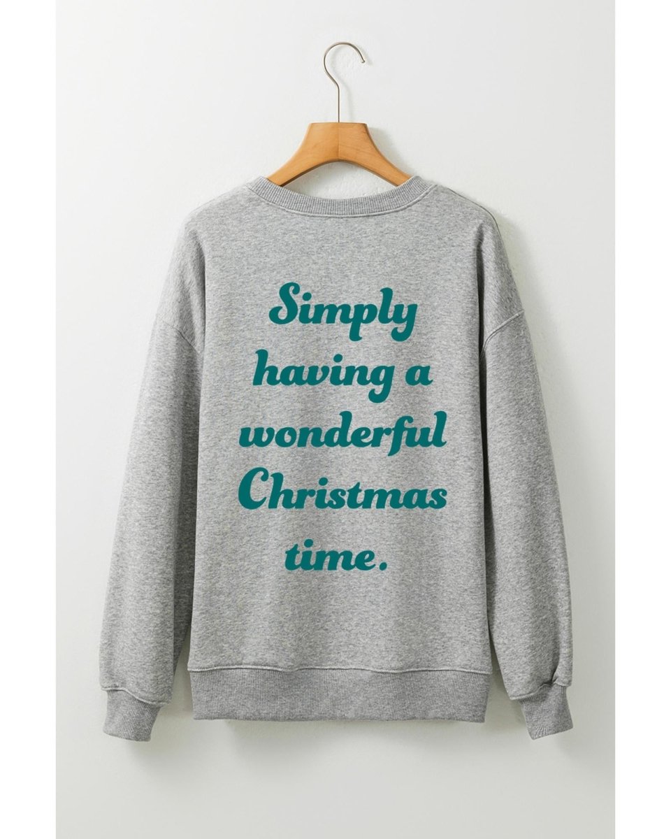 Gray 2 - side Printed Christmas Tree Letter Graphic Sweatshirt - S