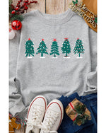 Gray 2 - side Printed Christmas Tree Letter Graphic Sweatshirt - S