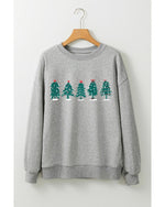 Gray 2 - side Printed Christmas Tree Letter Graphic Sweatshirt - S