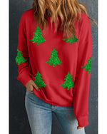 Red Christmas Tree Printed Holiday Fashion Sweatshirt - L