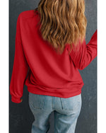 Red Sequin Father Christmas Patch Graphic Pullover Sweatshirt - 2XL