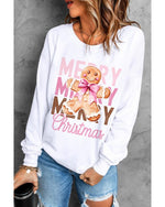 Beige Merry Christmas Gingerbread Man Graphic Sweatshirt - 2XL