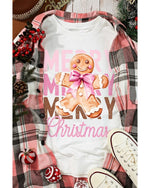 Beige Merry Christmas Gingerbread Man Graphic Sweatshirt - S