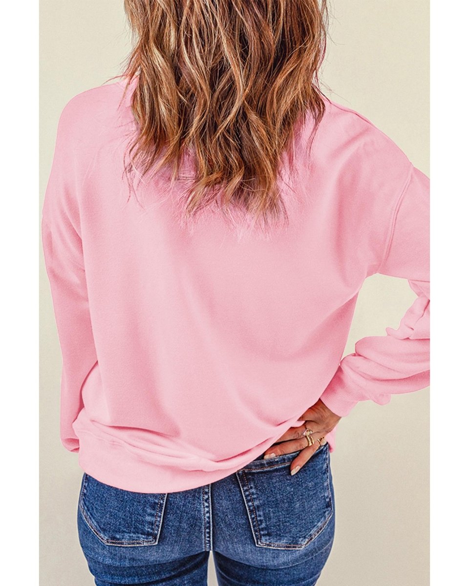 Pink Christmas Nutcracker Patched Pattern Drop Shoulder Sweatshirt - XL