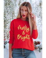 Red Merry & Bright Printed Christmas Pullover Sweatshirt - 2XL