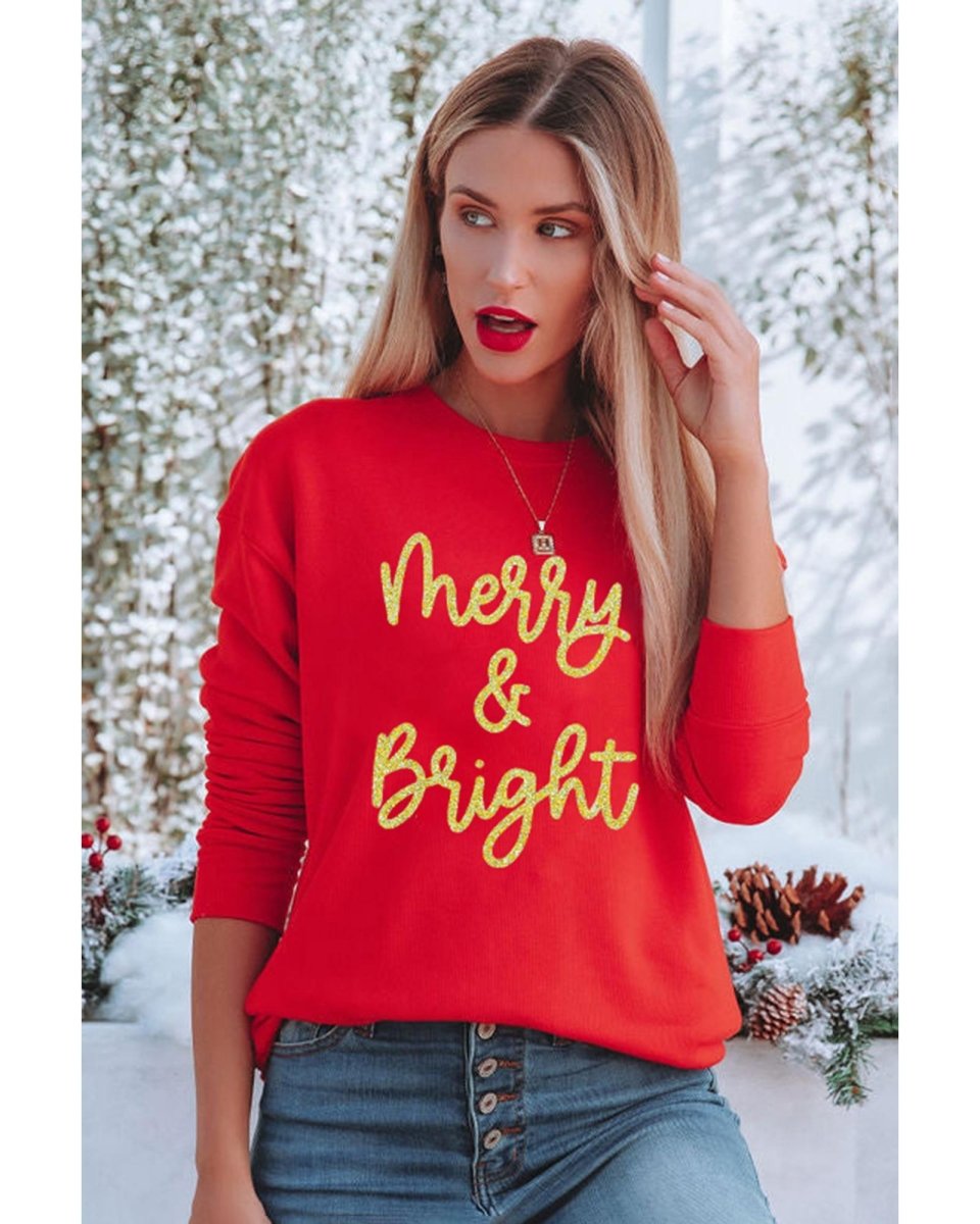 Red Merry & Bright Printed Christmas Pullover Sweatshirt - 2XL