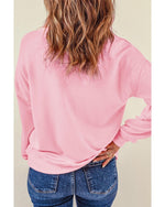 Pink Holiday Cheer Letter Graphic Christmas Slogan Sweatshirt - XL