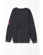 Black Sequined Christmas Elements Corded Baggy Sweatshirt - XL