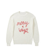 White Striped Merry Bright Letter Christmas Sweater - M
