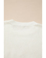 White Striped Merry Bright Letter Christmas Sweater - S